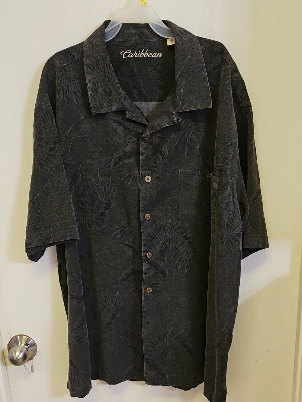 Caribbean Black Palm-Print Camp Shirt